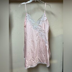 Eve Stillman Lord & Taylor Lingerie Slip Dress Pink Peekaboo Lace Panel Large